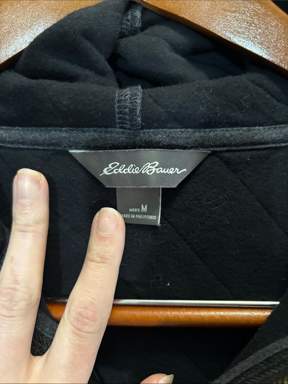 Eddie Bauer Diamond Quilted Full Zip-Up Hooded Jacket - Charcoal M EUC - Picture 2 of 7